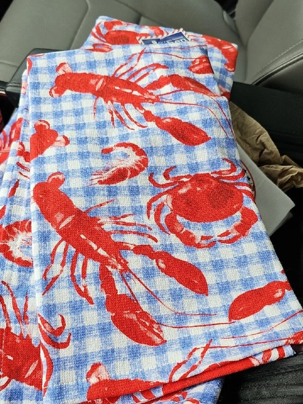 NWT:  Crab & Lobster Kitchen Towel - Blue and Red:  KayDee Design, Set Of 2